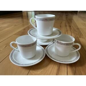 Centura "SHANGRI LA" Corning ~ Set of 4 ~ Cups & Saucers
